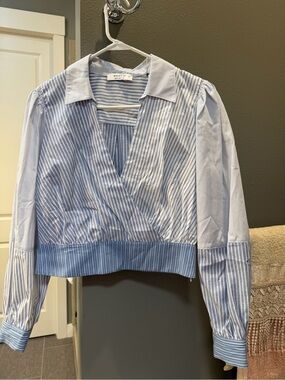 Bailey 44 Blue and White Striped Wrap Blouse